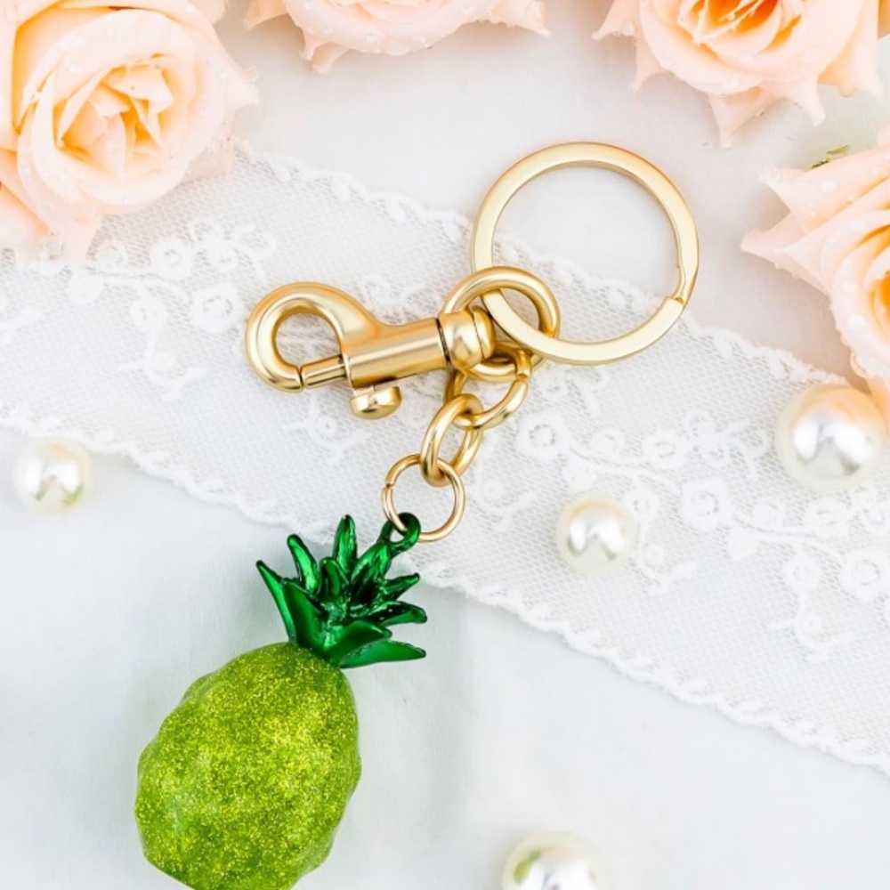 Pineapple purse/bag charm Keychain with Gold Accents
